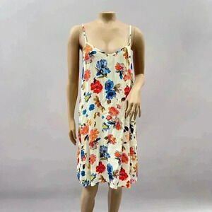 Slip Dress Tolani XL Spaghetti Strap Shift Floral Satin Above Knee Cupro Y2K Fai